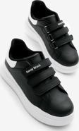 Tonny Black Çocuk Unisex Siyah Beyaz Eva Faylon Taban Üç Cırtlı Spor Ayakkabı