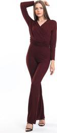Sense Kruvaze Simli Örme Krep Abiye Tulum | Tlm34170 Bordo