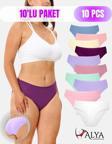 Kadın Külot Pamuklu Slip, Renkli, Büyük Beden Iç Çamaşırı 10'lu Paket ( Multicolor-x33 )