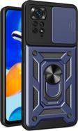 Anka Cep Xiaomi Redmi Note 11 Pro 4G Kılıf Magnetik Standlı Kamera Korumalı Sürgülü Vega Kapak + Ekran Koruma