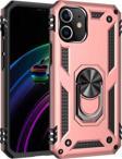 Anka Cep Telefonu Aksesuarları Apple İphone 12 Mini Kılıf Vega Yüzüklü Standlı Tank Zırh Kapak + Ekran Koruma