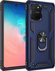 Anka Cep Telefonu Aksesuarları Samsung Galaxy A91 (S10 Lite) Kılıf Vega Yüzüklü Standlı Tank Zırh Kapak + Ekran Koruma