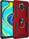 Anka Cep Telefonu Aksesuarları Xiaomi Redmi Note 9S Kılıf Vega Yüzüklü Standlı Tank Zırh Kapak + Ekran Koruma