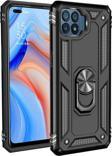 Anka Cep Telefonu Aksesuarları Oppo Reno 4 Lite Kılıf Vega Yüzüklü Standlı Tank Zırh Kapak + Ekran Koruma