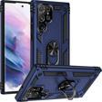 Anka Cep Telefonu Aksesuarları Samsung Galaxy S22 Ultra Kılıf Vega Yüzüklü Standlı Tank Zırh Kapak + Ekran Koruma