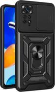 Anka Cep Xiaomi Redmi Note 11 Pro 4G Kılıf Magnetik Standlı Kamera Korumalı Sürgülü Vega Kapak + Ekran Koruma