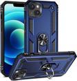 Anka Cep Telefonu Aksesuarları Apple İphone 14 Kılıf Vega Yüzüklü Standlı Tank Zırh Kapak + Ekran Koruma