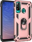 Anka Cep Telefonu Aksesuarları Huawei P40 Lite E Kılıf Vega Yüzüklü Standlı Tank Zırh Kapak + Ekran Koruma