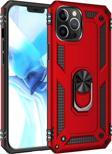 Anka Cep Telefonu Aksesuarları Apple İphone 12 Pro Kılıf Vega Yüzüklü Standlı Tank Zırh Kapak + Ekran Koruma