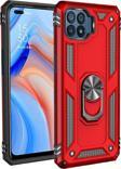 Anka Cep Telefonu Aksesuarları Oppo Reno 4 Lite Kılıf Vega Yüzüklü Standlı Tank Zırh Kapak + Ekran Koruma