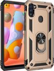 Anka Cep Telefonu Aksesuarları Samsung Galaxy A11 Kılıf Vega Yüzüklü Standlı Tank Zırh Kapak + Ekran Koruma