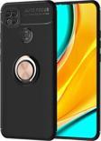 Anka Cep Telefonu Aksesuarları Xiaomi Redmi 9C Kılıf Ravel Yüzüklü Standlı Silikon Kapak + Kablo Koruma + Ekran Koruma