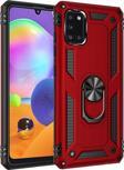 Anka Cep Telefonu Aksesuarları Samsung Galaxy A31 Kılıf Vega Yüzüklü Standlı Tank Zırh Kapak + Ekran Koruma