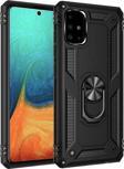 Anka Cep Telefonu Aksesuarları Samsung Galaxy A51 Kılıf Vega Yüzüklü Standlı Tank Zırh Kapak + Ekran Koruma