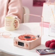 Mini Nostalji Plak Görünüm Dekor Waves Bluetooth Işıklı Müzik Çalar Alarm Saat TF Kart Aux Özellikli