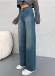 Alanora Kadın Yüksek Bel Soluk Efektli Vintage Palazzo Jeans