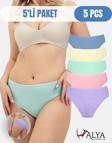 Kadın Pamuklu Renkli Bato / Hipster Slip Külot- Sarı, Mint, Lila, Mavi, Somon -5'li Paket