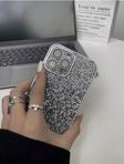 Buway Apple İphone 13 Uyumlu Taşlı Simli Kamera Lens Korumalı Kılıf