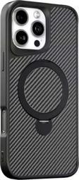 Uk Apple İphone 15 Pro Uyumlu Standlı Karbon Fiber Kılıf