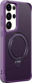 Uk Samsung Galaxy S25 Ultra Uyumlu Standlı Karbon Fiber Kılıf