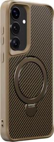 Uk Samsung Galaxy S25 Ultra Uyumlu Standlı Karbon Fiber Kılıf