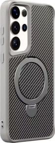 Uk Samsung Galaxy S25 Ultra Uyumlu Standlı Karbon Fiber Kılıf