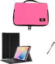 Uk Samsung Galaxy Tab S6 Lite P610 Uyumlu Fuşya Tablet Çantası Kablosuz Klavyeli Standlı Kılıf Set