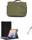 Uk Samsung Galaxy Tab S6 Lite P610 Uyumlu Haki Tablet Çantası Kablosuz Klavyeli Standlı Kılıf Set