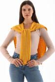 Sfg Life Moda Unisex Üst Omuza Gömlek Vb. Ürünlerde Kazak Görünümlü Tek Taraflı Triko Ön Bağlamalı Şal Aksesuar Hardal 