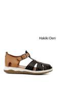 Kadın Siyah Hakiki Deri Dolgu Taban Sandalet