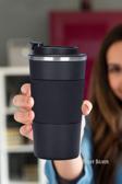 Sedef Silver 304 Pazlanmaz Çelik 500 Ml Kaydırmaz Lastikli Termos Bardak Mug Araç Kahve Çay Thermos 549