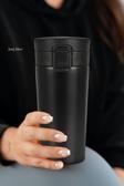 Sedef Silver Tek El Bas İç Paslanmaz Çelik Termos 380 Ml Push Sızdırmaz Çift Katmanlı Travel Mug Thermos 522
