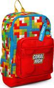 Coral High Kids Renkli Blok Desenli Dört Bölmeli Okul Sırt Çantası 23775