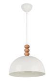Neo Modern Tasarım Ahşap Detaylı Metal Cafe - Mutfak  Beyaz Renk Tekli Avize (28 CM)