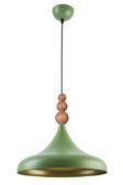 Nil Modern Tasarım Ahşap Detaylı Metal Cafe - Mutfak Yeşil Renk Tekli Avize (35 CM)