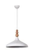 Nil Modern Tasarım Ahşap Detaylı Metal Cafe - Mutfak  Beyaz Renk Tekli Avize (35 CM)