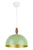 Neo Modern Tasarım Ahşap Detaylı Metal Cafe - Mutfak Yeşil Renk Tekli Avize (28 CM)
