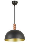 Neo Modern Tasarım Ahşap Detaylı Metal Cafe - Mutfak Siyah Renk Tekli Avize (28 CM)