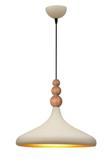 Nil Modern Tasarım Ahşap Detaylı Metal Cafe - Mutfak Krem Renk Tekli Avize (35 CM)