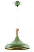 Nil Modern Tasarım Ahşap Detaylı Metal Cafe - Mutfak Yeşil Renk Tekli Avize (35 CM)