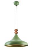 Nil Modern Tasarım Ahşap Detaylı Metal Cafe - Mutfak Yeşil Renk Tekli Avize (35 CM)