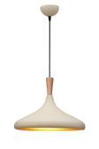 Nil Modern Tasarım Ahşap Detaylı Metal Cafe - Mutfak Krem Renk Tekli Avize (35 CM)