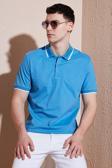 Buratti Pamuklu Regular Fit Erkek Polo Yaka T Shirt 5902063 Açık Mavi-Ekru