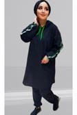 Bav Butik Ayvitrin Unisex Tesettür Siyah Yeşil Fosforlu Eşofman Takımı