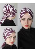Bav Butik Ayvitrin Kadın Desenli Şal Toka Bone Zebra Mor