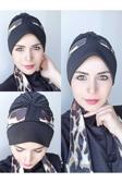 Bav Butik Ayvitrin Leopar Atkılı Bone Siyah
