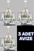 ERVA  3 ADET TEKLİ AVİZE KRİSTAL TAŞLI