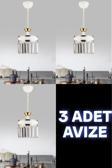 ERVA  3 ADET TEKLİ AVİZE KRİSTAL TAŞLI