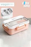 Vagonlife Tek Kat Çift Bölme Bento Lunch Box Ofis-Okul İçin Yeni Nesil Sefer Tası Paslanmaz Çelik 588