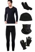 Kordak 5'Li Set: Siyah Içlik Takımı - Siyah Polar Bere Boyunluk Eldiven Çorap Seti S